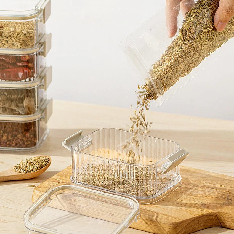 Stackable Airtight Storage Jars Set - Clear Plastic Food Containers for Kitchen Pantry Organization