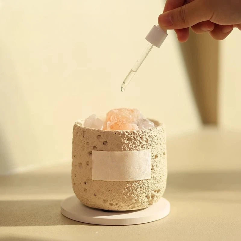 Natural Lava Stone Aromatherapy Gift Set - Essential Oil Diffuser Candle & Himalayan Salt Kit for Home Relaxation