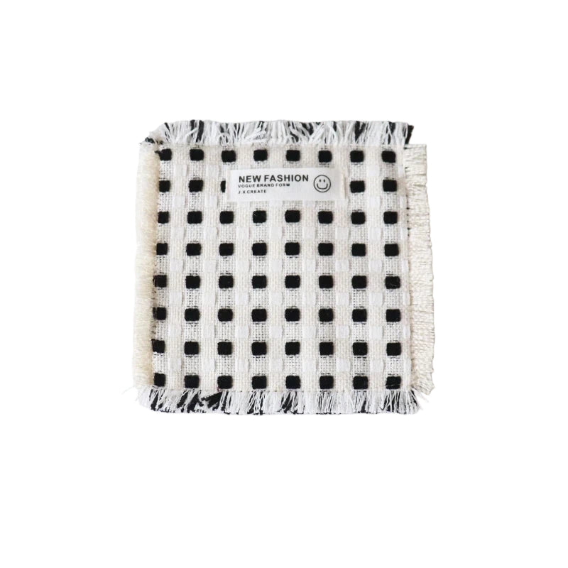 Black & White Checkered Woven Heat Resistant Trivet Mat - Kitchen Hot Pad for Countertops & Tables