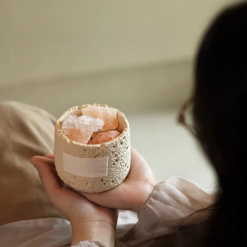 Natural Lava Stone Aromatherapy Gift Set - Essential Oil Diffuser Candle & Himalayan Salt Kit for Home Relaxation