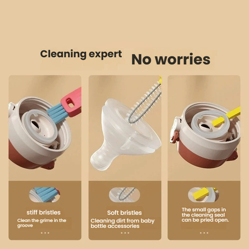 3-in-1 Flower Kitchen Cleaning Brush Set - Bottle & Dish Scrub Brushes