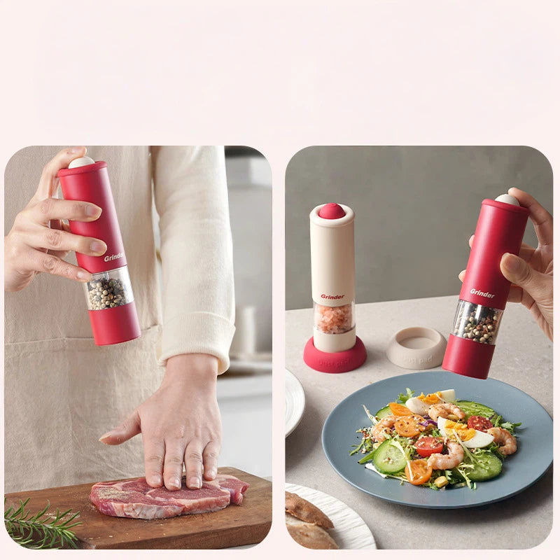 Electric Pepper Grinder with Dust Pad - Adjustable Coarseness Spice Mill for Kitchen & Dining