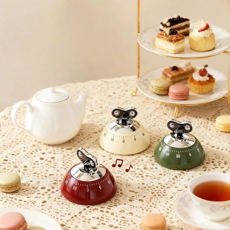 Mechanical Kitchen Timer - Retro Wind-Up Alarm Timer for Cooking & Baking