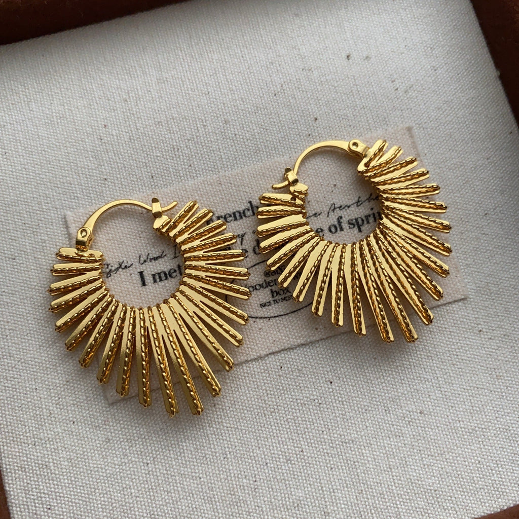 Golden Heart Line Earrings