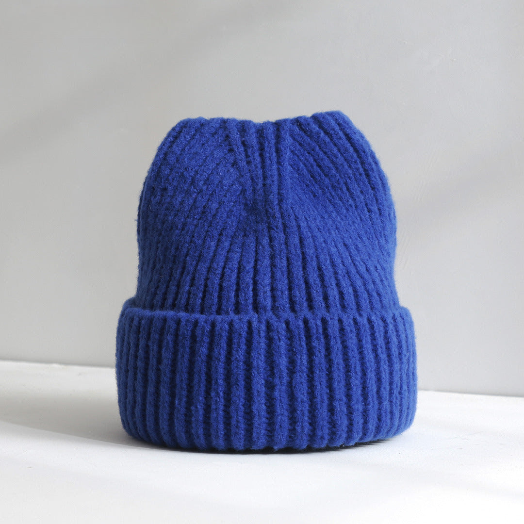 Cute Cat Ear Hat for Women, Autumn and Winter New Thickened Warm Knitted Hat, Korean Style Simple Fashion Wool Hat