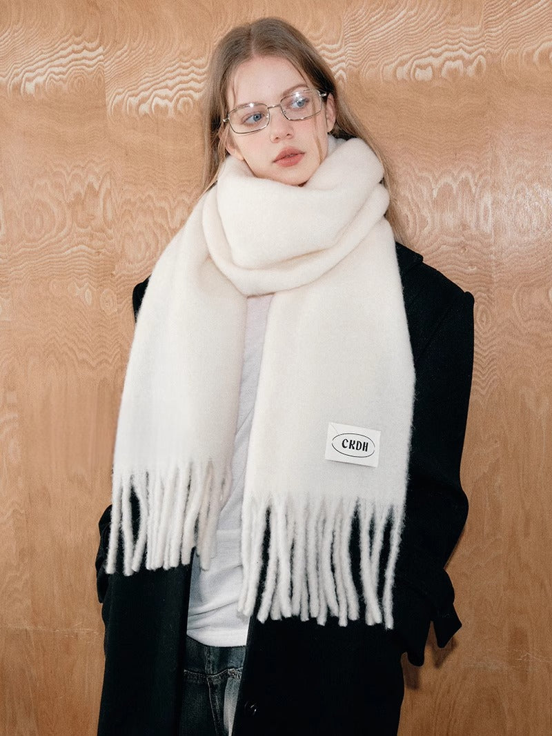 Atmospheric Wool Simple Solid Color Scarf for Women Iceland Blue Autumn Winter Warm Versatile European and American Style Mohair Shawl