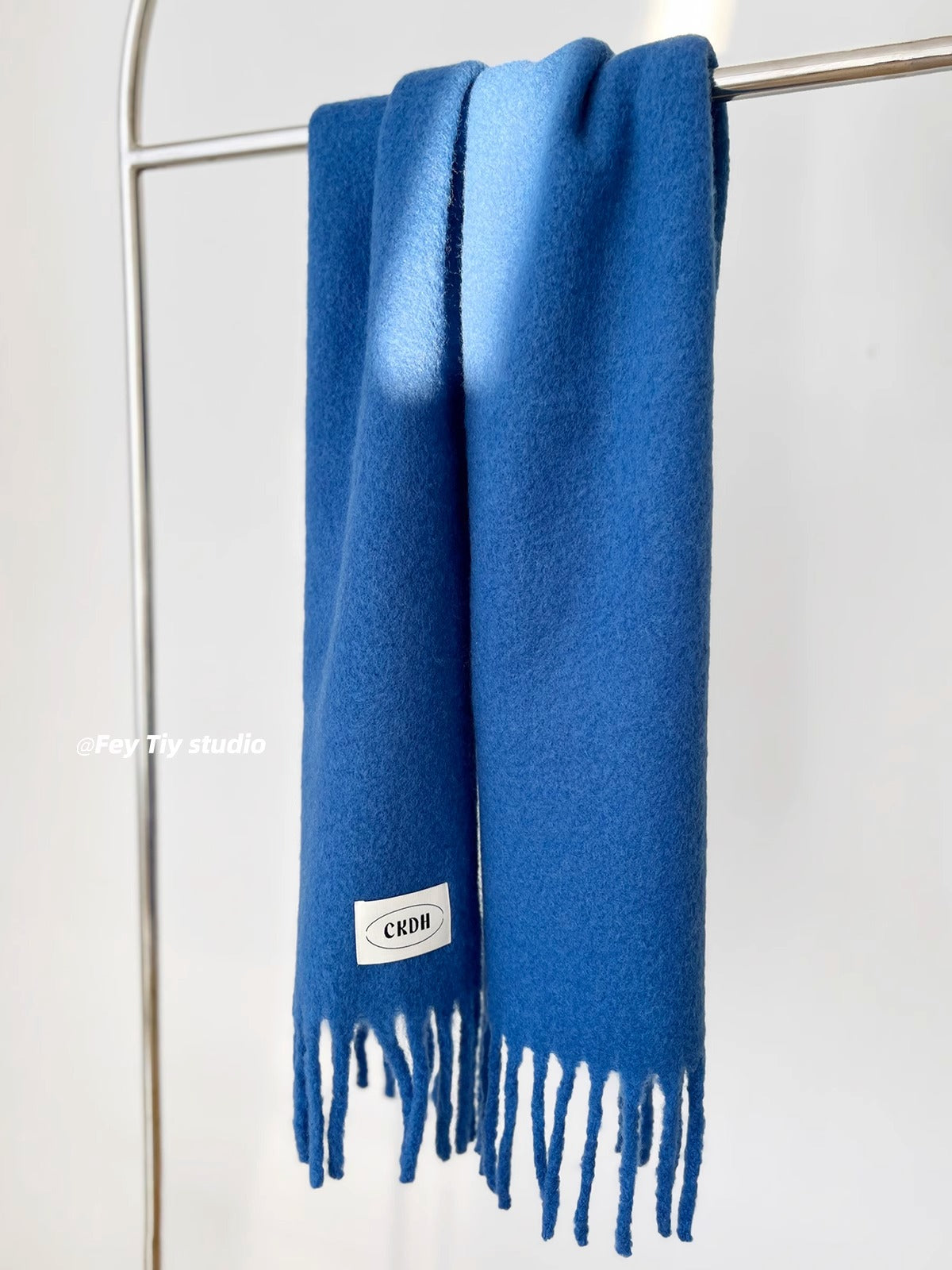 Atmospheric Wool Simple Solid Color Scarf for Women Iceland Blue Autumn Winter Warm Versatile European and American Style Mohair Shawl