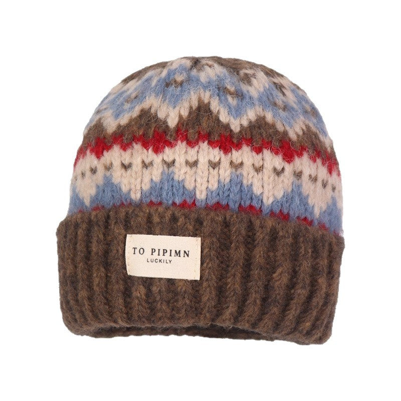 Vintage Atmosphere Knitted Wool Hat for Women, Loose Fit for Large Head Circumference, Warm Ear Protection Hat, Face Slimming Hat for Autumn and Winter