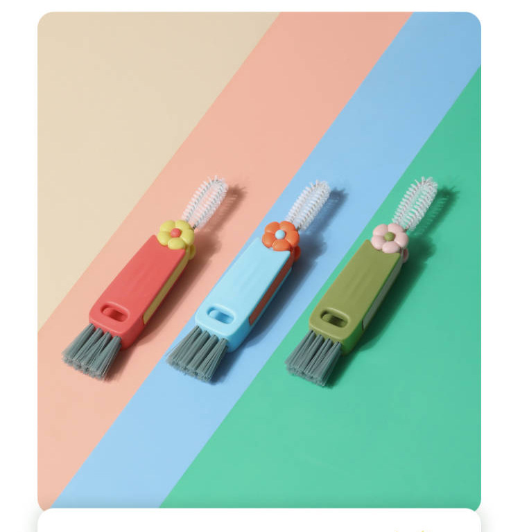 3-in-1 Flower Kitchen Cleaning Brush Set - Bottle & Dish Scrub Brushes