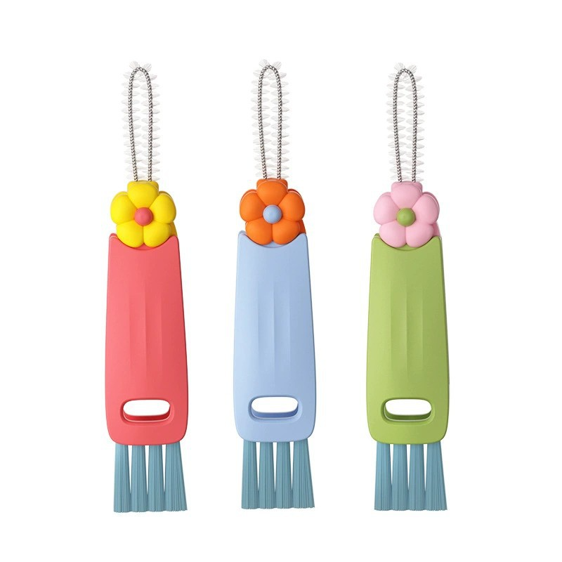 3-in-1 Flower Kitchen Cleaning Brush Set - Bottle & Dish Scrub Brushes