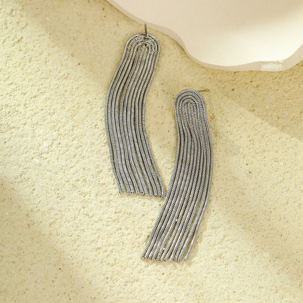Long Stainless Steel Tassel Earrings
