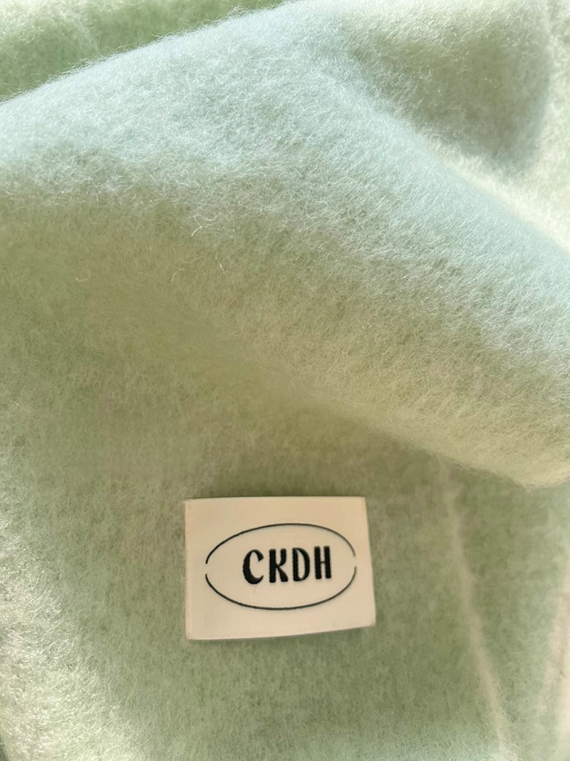 Atmospheric Wool Simple Solid Color Scarf for Women Iceland Blue Autumn Winter Warm Versatile European and American Style Mohair Shawl