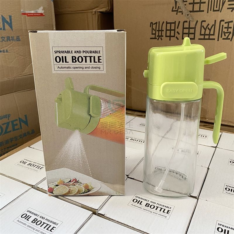 Sprayable & Pourable Oil Bottle - Automatic Open/Close Kitchen Oil Dispenser for Cooking, Grilling & Salad Dressing