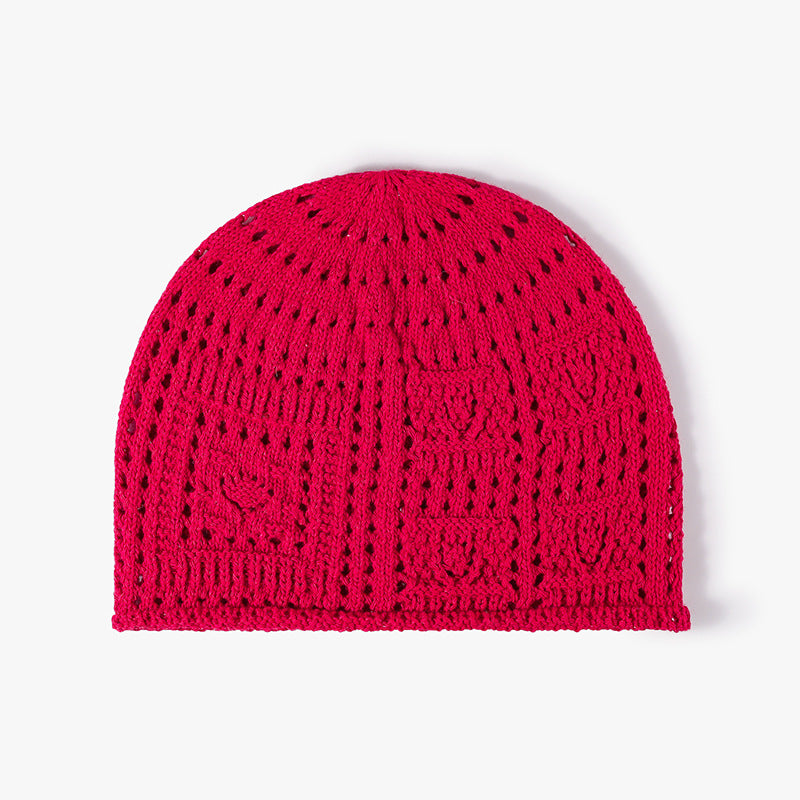 Handmade Crochet Hollow Knitted Beanie for Women, Summer New Fashion Versatile Travel Knitted Wool Hat