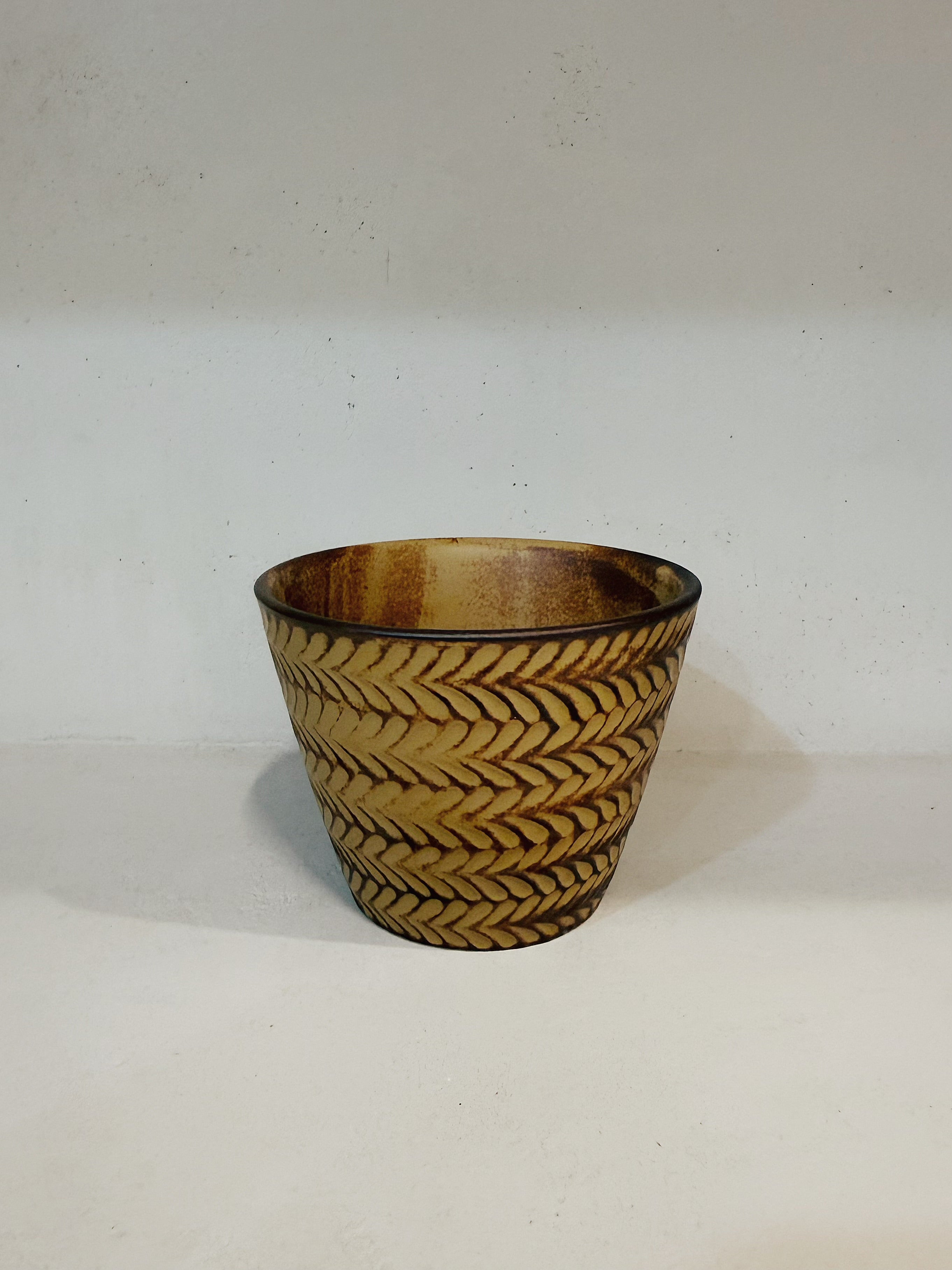 Handmade wheat ear Pattern Ceramic Cup - Artisan Pottery Drinkware