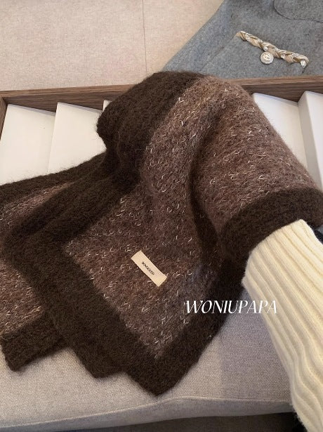 Beige Scarf Autumn Winter Women Plush Korean Style Atmosphere Shawl Dual-use Warm Neck Warmer
