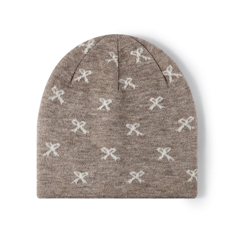 Cotton Bowknot Pullover Hat Autumn Winter Thickened European and American Style Women's Turban Hat Maternity Hat