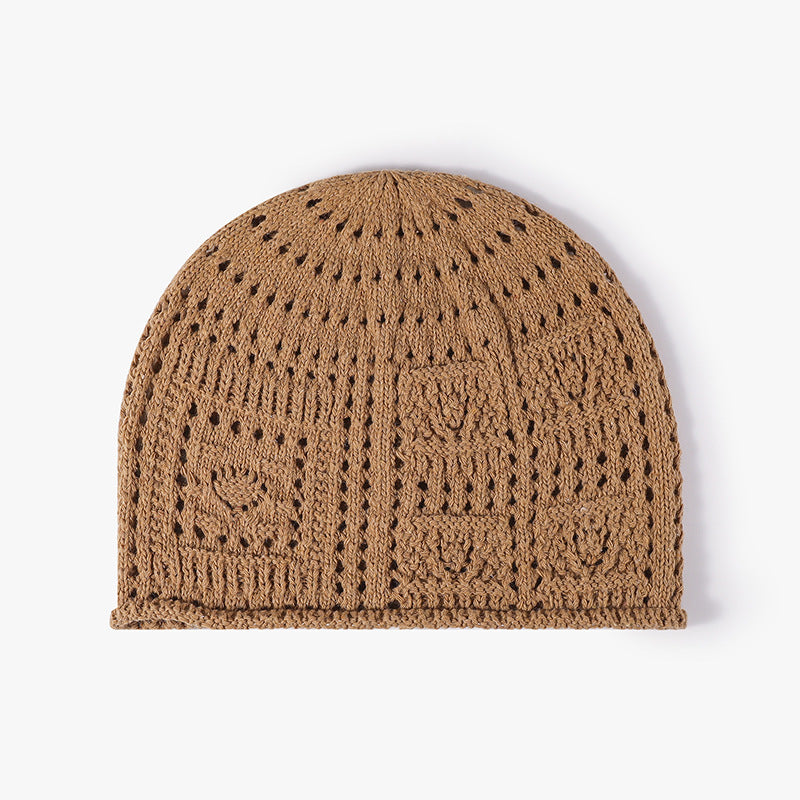 Handmade Crochet Hollow Knitted Beanie for Women, Summer New Fashion Versatile Travel Knitted Wool Hat