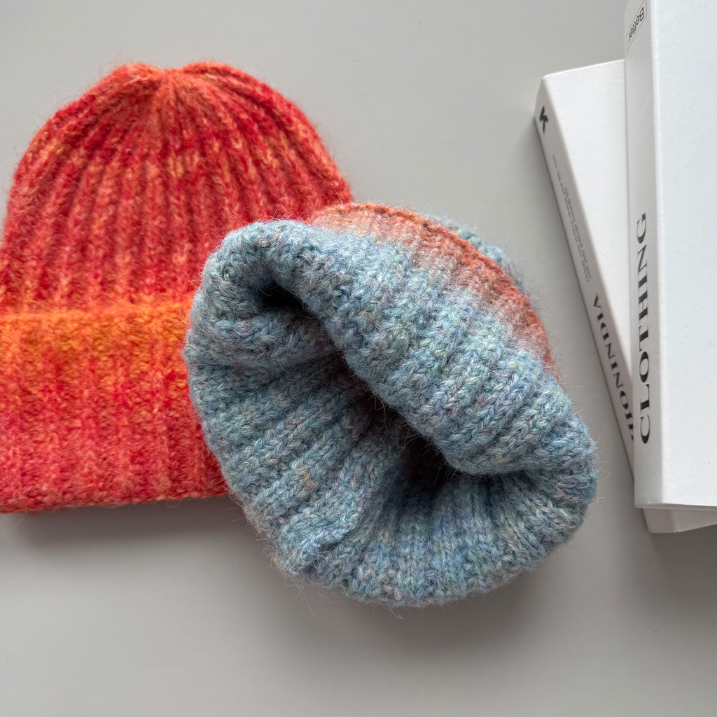 Knitted Hat Gradient Tie-Dye Rainbow Knitted Hat Winter Warm Sports Casual Fashion Wool Hat