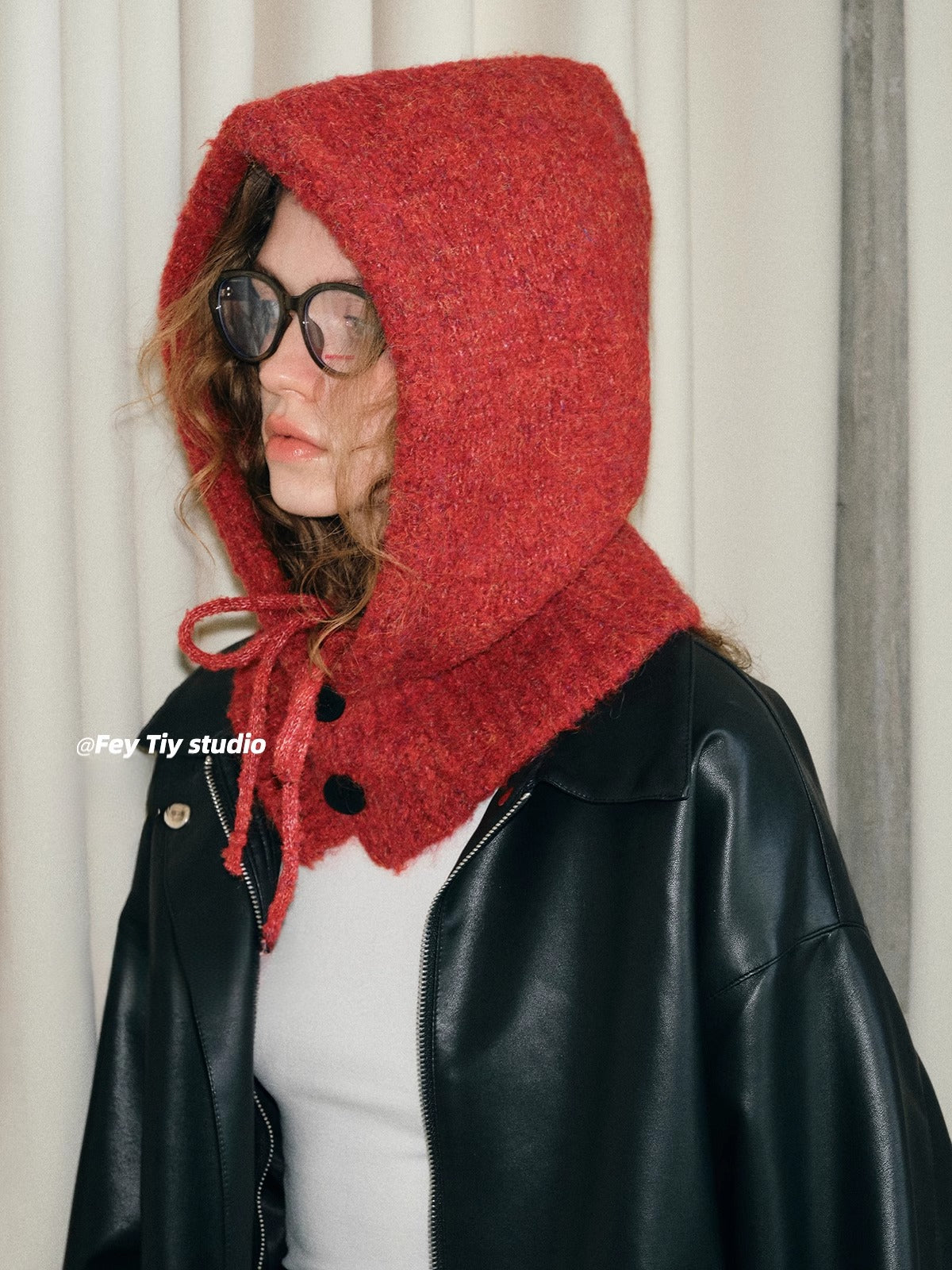 Fashionable High-end Balaclava Knitted Hat for Women, Autumn and Winter Versatile Neck Warmer Integrated Hat, Warm Head Wrap Hat