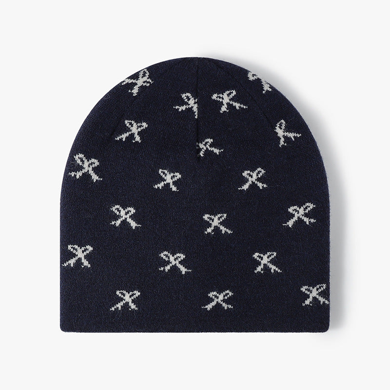 Cotton Bowknot Pullover Hat Autumn Winter Thickened European and American Style Women's Turban Hat Maternity Hat
