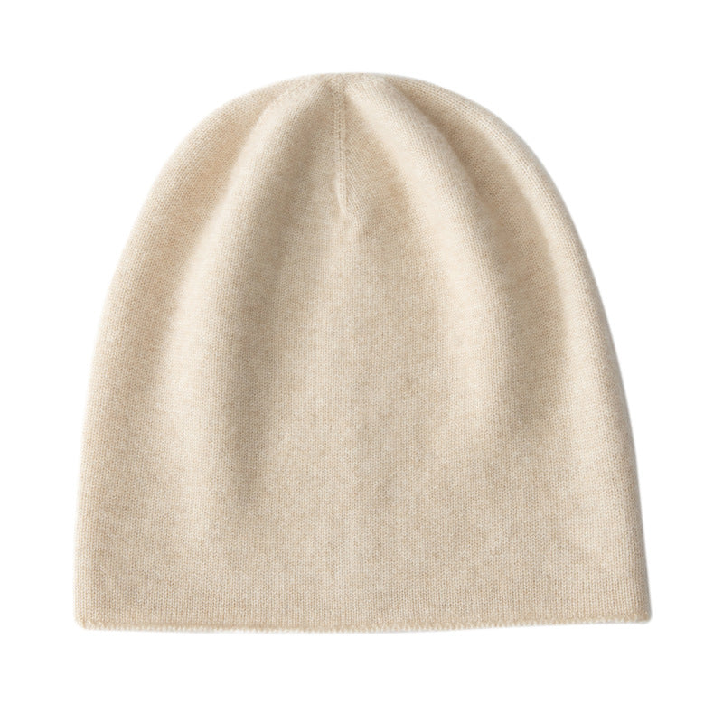 High-Quality Soft Cashmere Wool Knitted Hat for Men and Women, Autumn and Winter Simple High-End Feel, Rolled Edge Slouchy Beanie