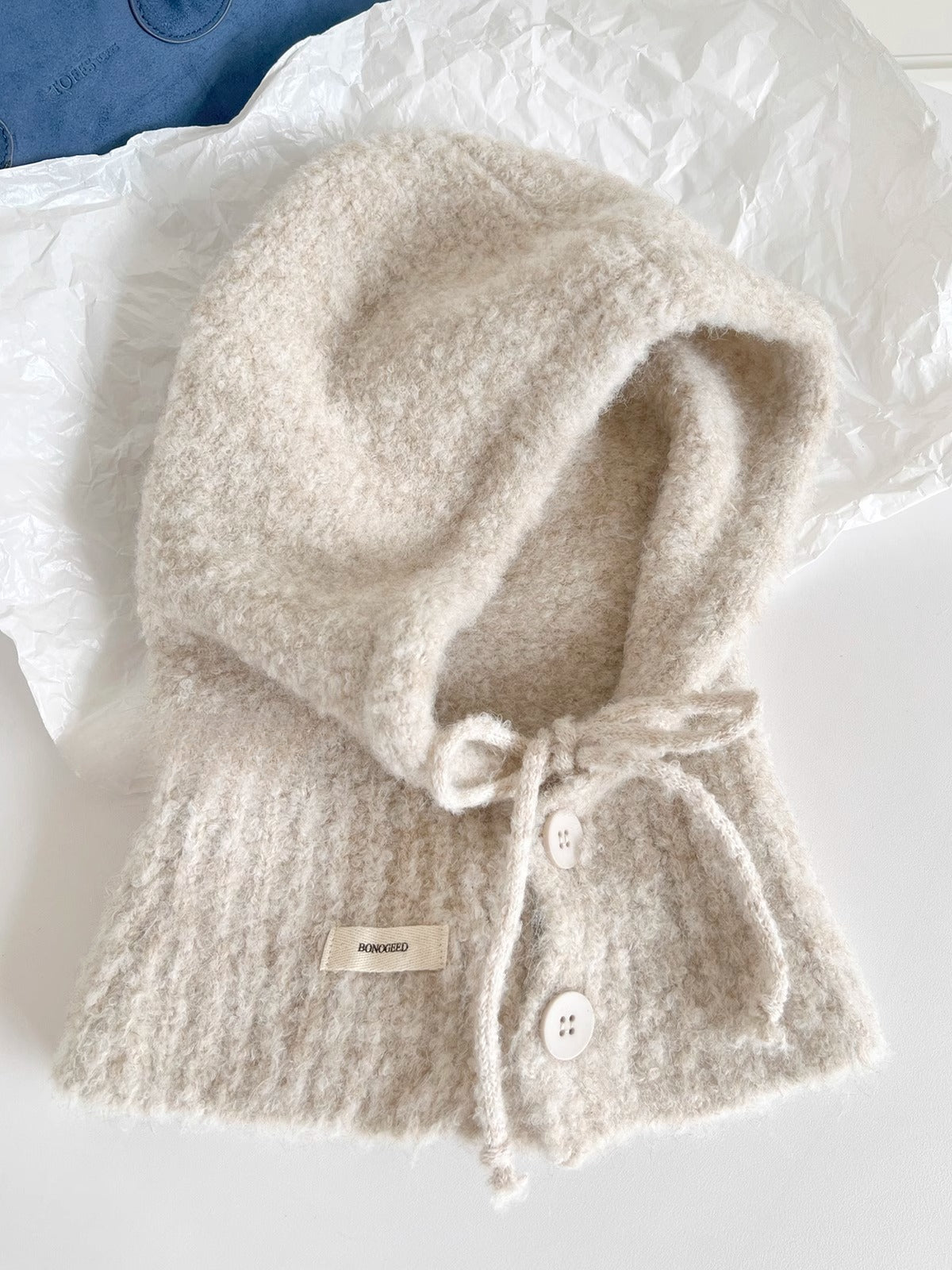 Fashionable High-end Balaclava Knitted Hat for Women, Autumn and Winter Versatile Neck Warmer Integrated Hat, Warm Head Wrap Hat