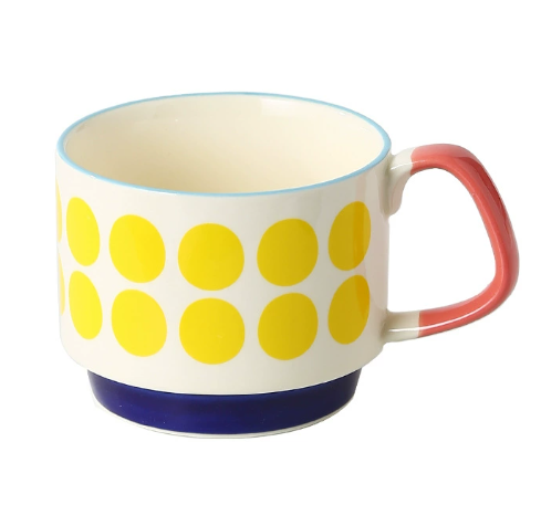 Vintage Yellow Polka Dot Mug