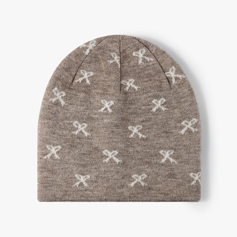 Cotton Bowknot Pullover Hat Autumn Winter Thickened European and American Style Women's Turban Hat Maternity Hat