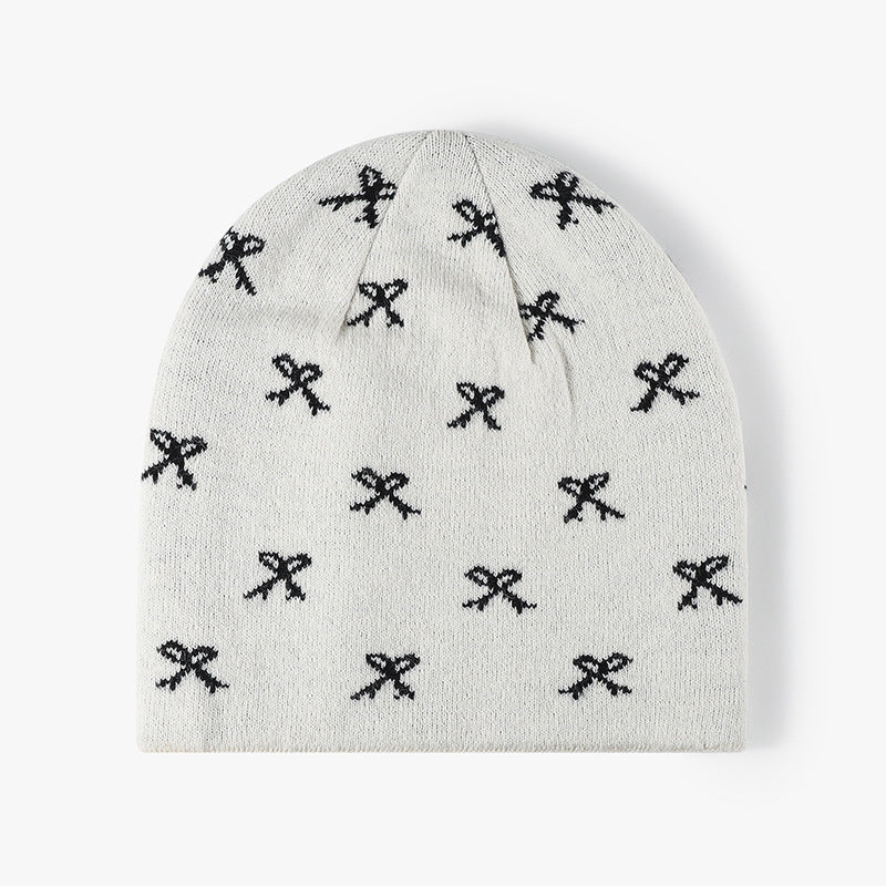 Cotton Bowknot Pullover Hat Autumn Winter Thickened European and American Style Women's Turban Hat Maternity Hat