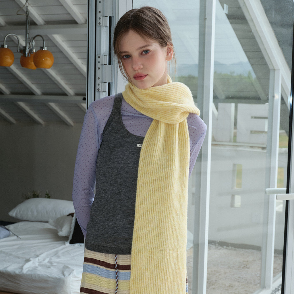 Homemade 35% Wool Striped Solid Color Interlocking Yarn Scarf for Women Winter Korean Style Girly Atmosphere Knitted Neck Warmer
