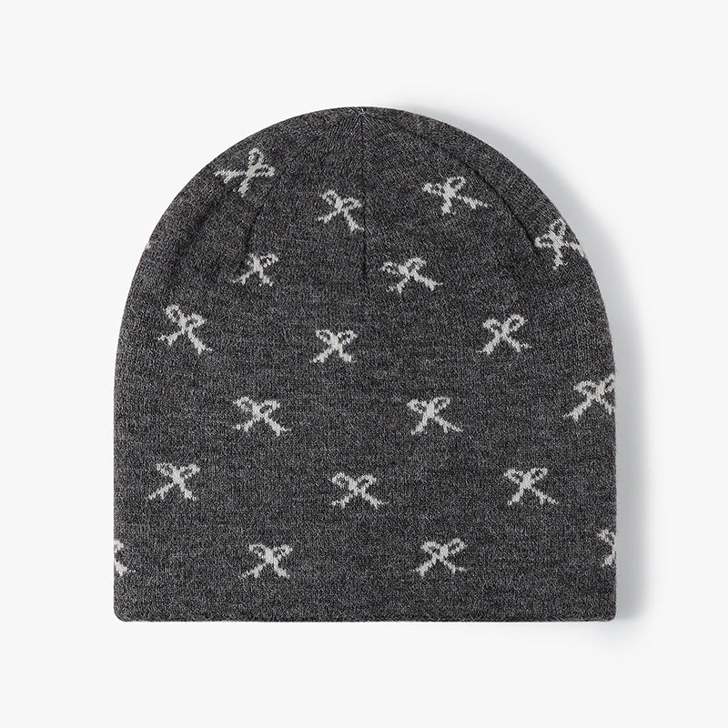 Cotton Bowknot Pullover Hat Autumn Winter Thickened European and American Style Women's Turban Hat Maternity Hat