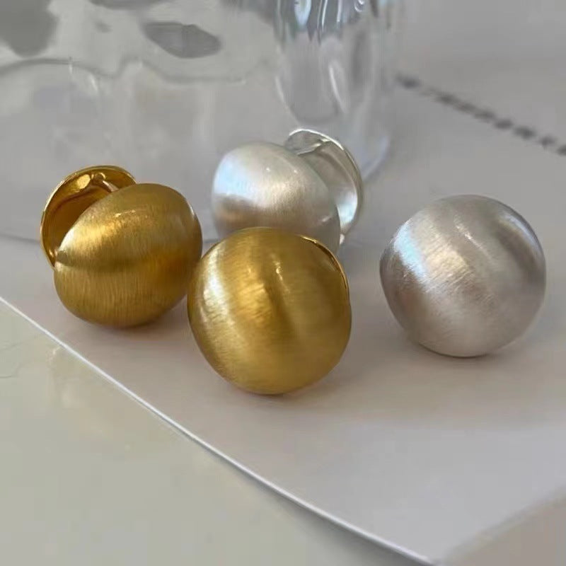 Brushed Round Ball Earrings