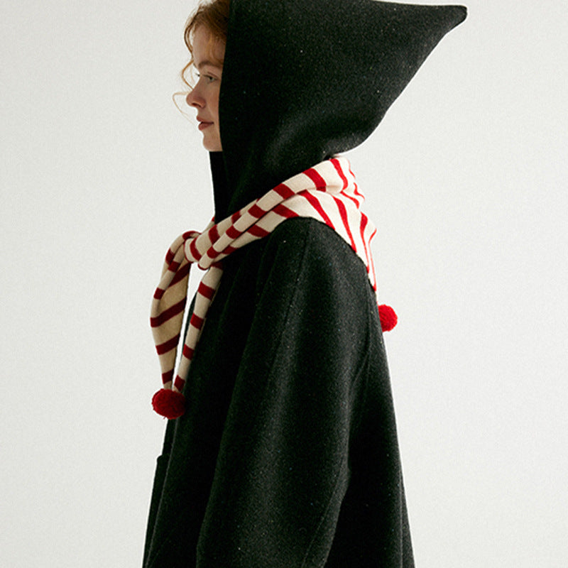 Handmade Ball Stripe Triangle Scarf New Warm Neck Scarf Stripe Neck Scarf Outerwear Shawl