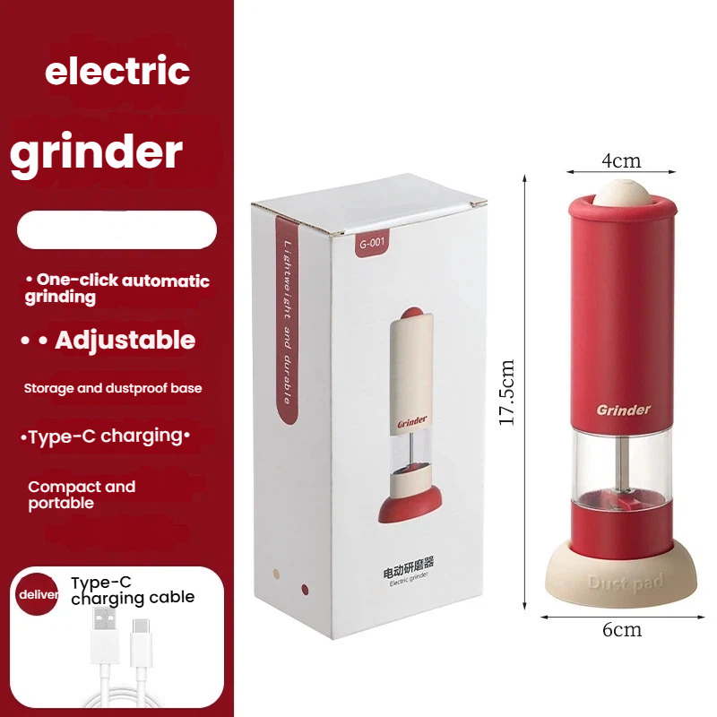 Electric Pepper Grinder with Dust Pad - Adjustable Coarseness Spice Mill for Kitchen & Dining