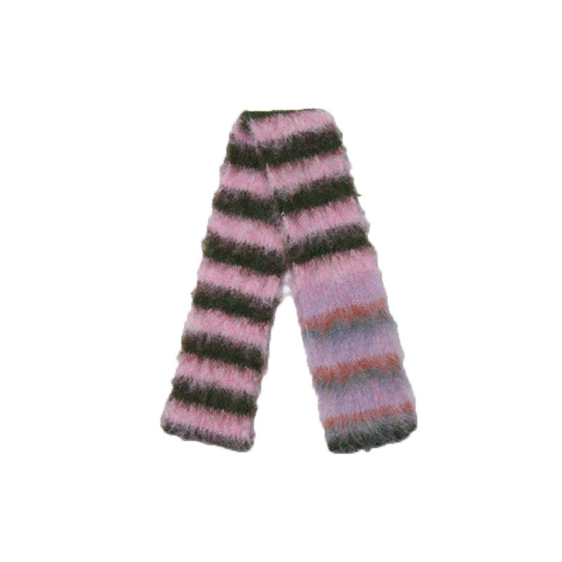 Korean Designer Custom Color-Block Striped Knitted Scarf for Women, Autumn and Winter, Niche, Thin, Soft, Soft Yarn Neck Warmer