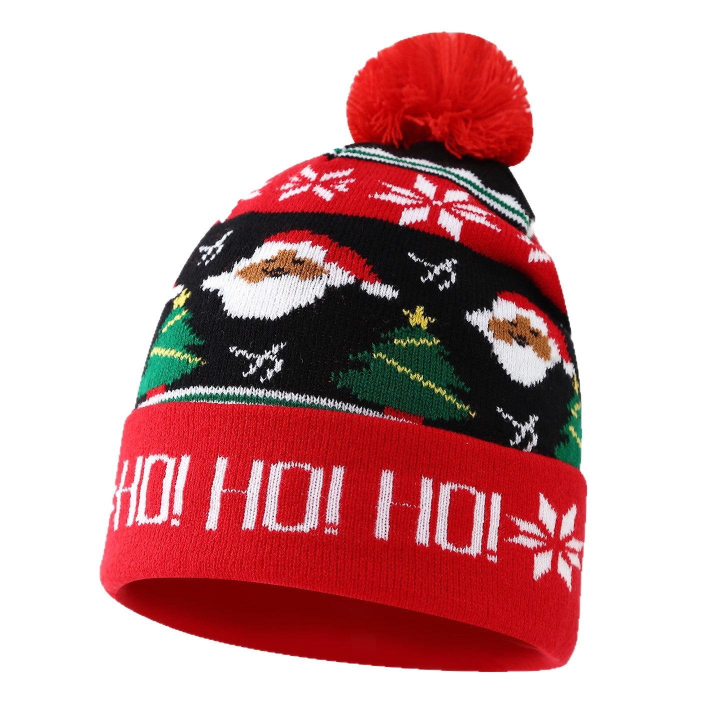 2025 Christmas Elements Snowman Reindeer Christmas Tree Turned Edge Pom Pom Knitted Hat Unisex Warm Ear Protection Yarn Hat