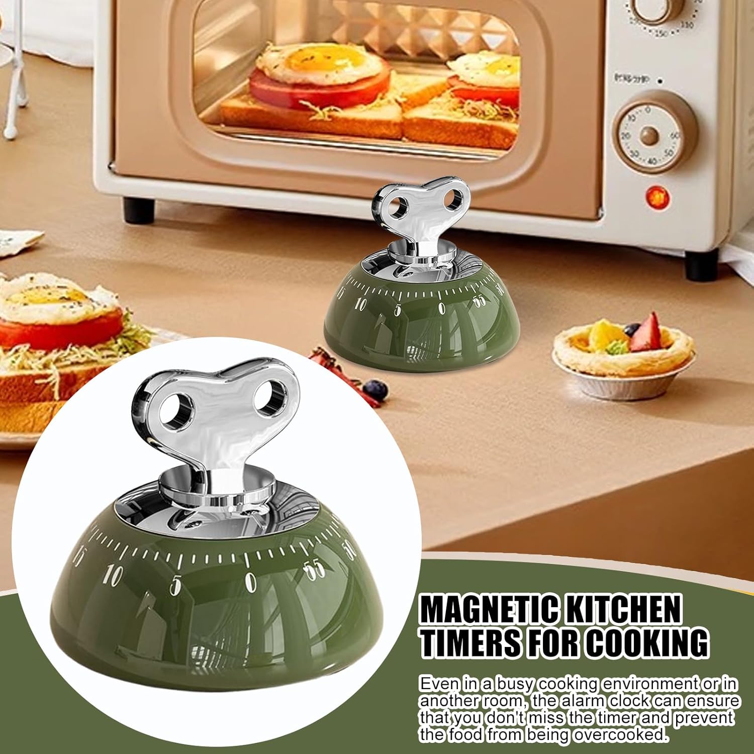 Mechanical Kitchen Timer - Retro Wind-Up Alarm Timer for Cooking & Baking