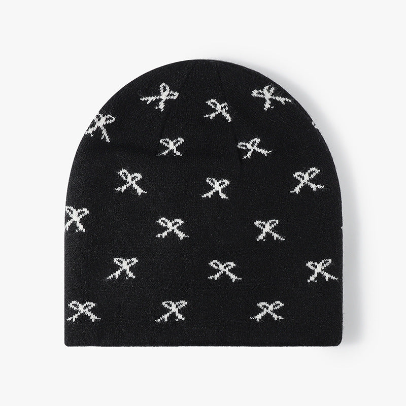 Cotton Bowknot Pullover Hat Autumn Winter Thickened European and American Style Women's Turban Hat Maternity Hat