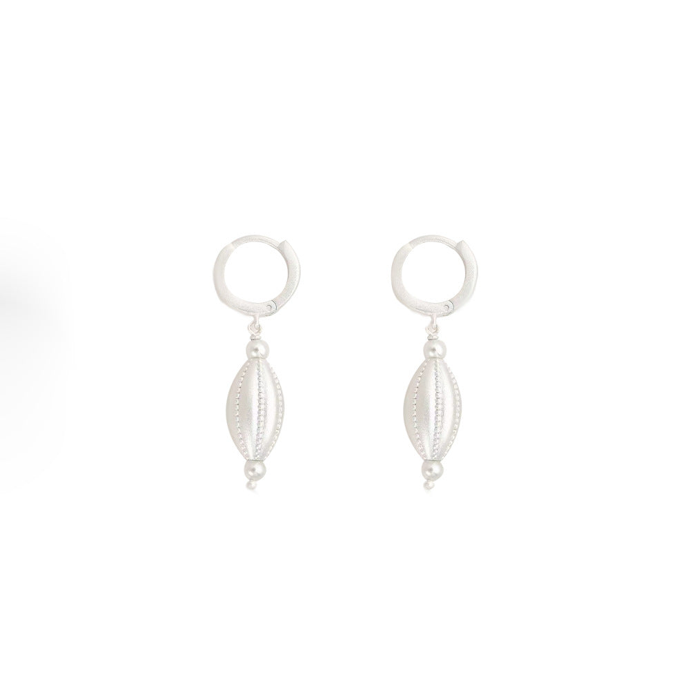 Olive Bead Pearl Earrings