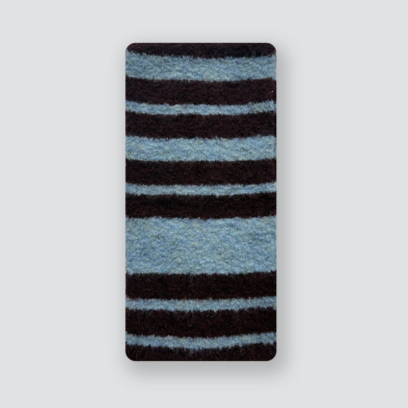 Designer Korean Style Circle Striped Knitted Scarf for Women Winter Soft Retro Color-Block Atmosphere Knitted Neck Warmer