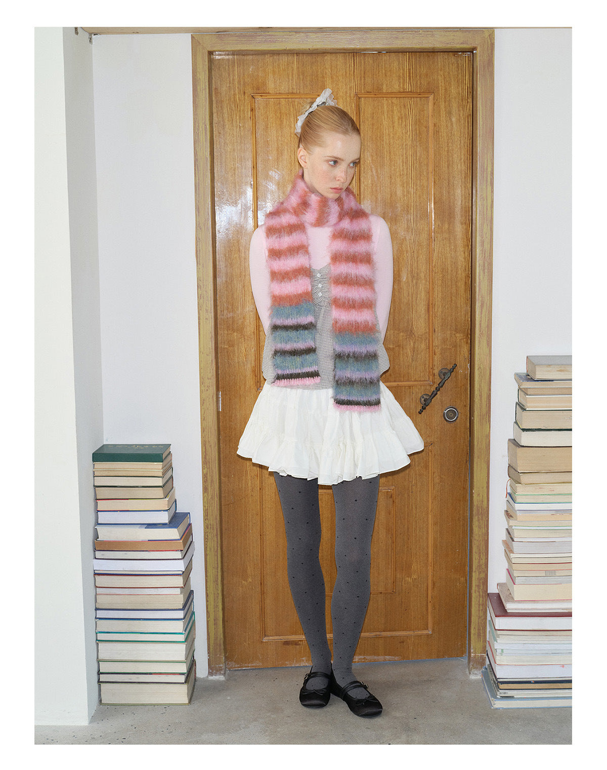 Korean Designer Custom Color-Block Striped Knitted Scarf for Women, Autumn and Winter, Niche, Thin, Soft, Soft Yarn Neck Warmer