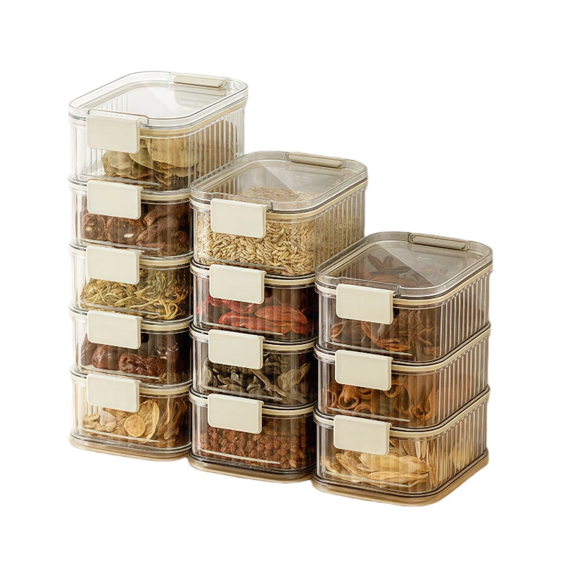 Stackable Airtight Storage Jars Set - Clear Plastic Food Containers for Kitchen Pantry Organization