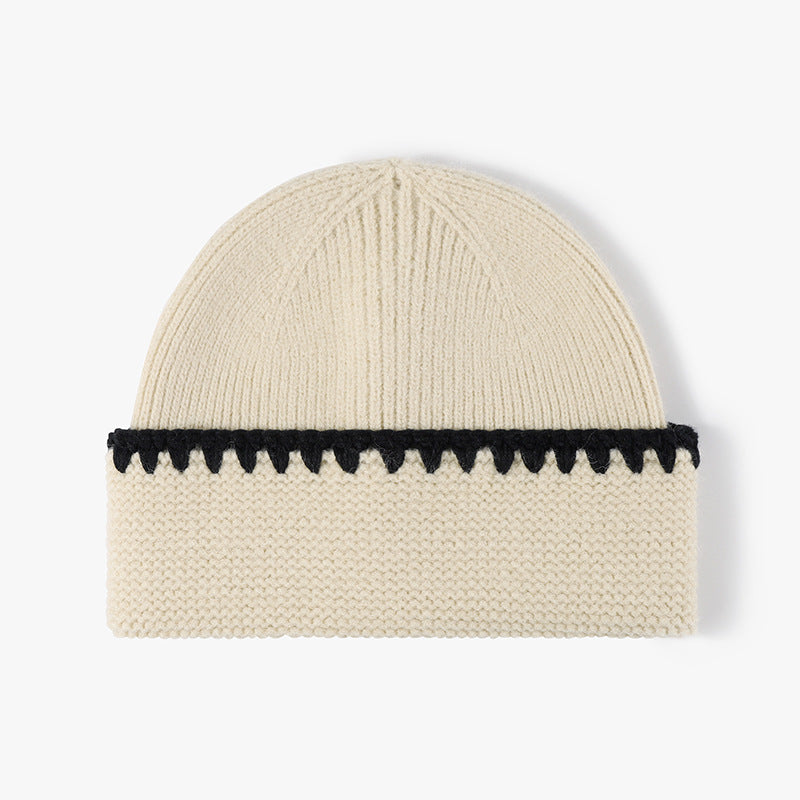 Handmade Color Block Slouchy Beanie  Extra Warm Thick Wool Hat for Women