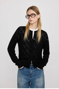 Argyle Pointelle Knit Cardigan