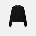 Lightweight, Soft, and Supple Wool-Linen Blend: Trendy Preppy-Style Diamond-Patterned Openwork U-Neck Knit Cardigan