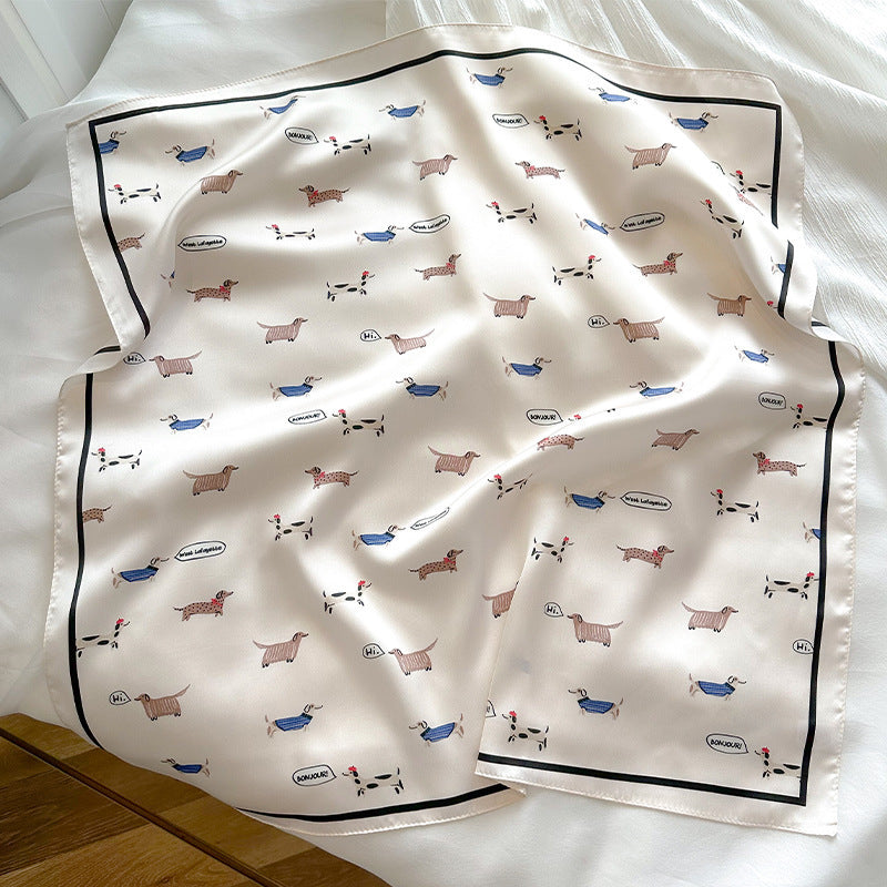 Fashionable High-End Silk Scarf Sun Protection Women's Printed Square Scarf Versatile Light Luxury Silk Scarf Hair Accessory Elegant Neck Scarf