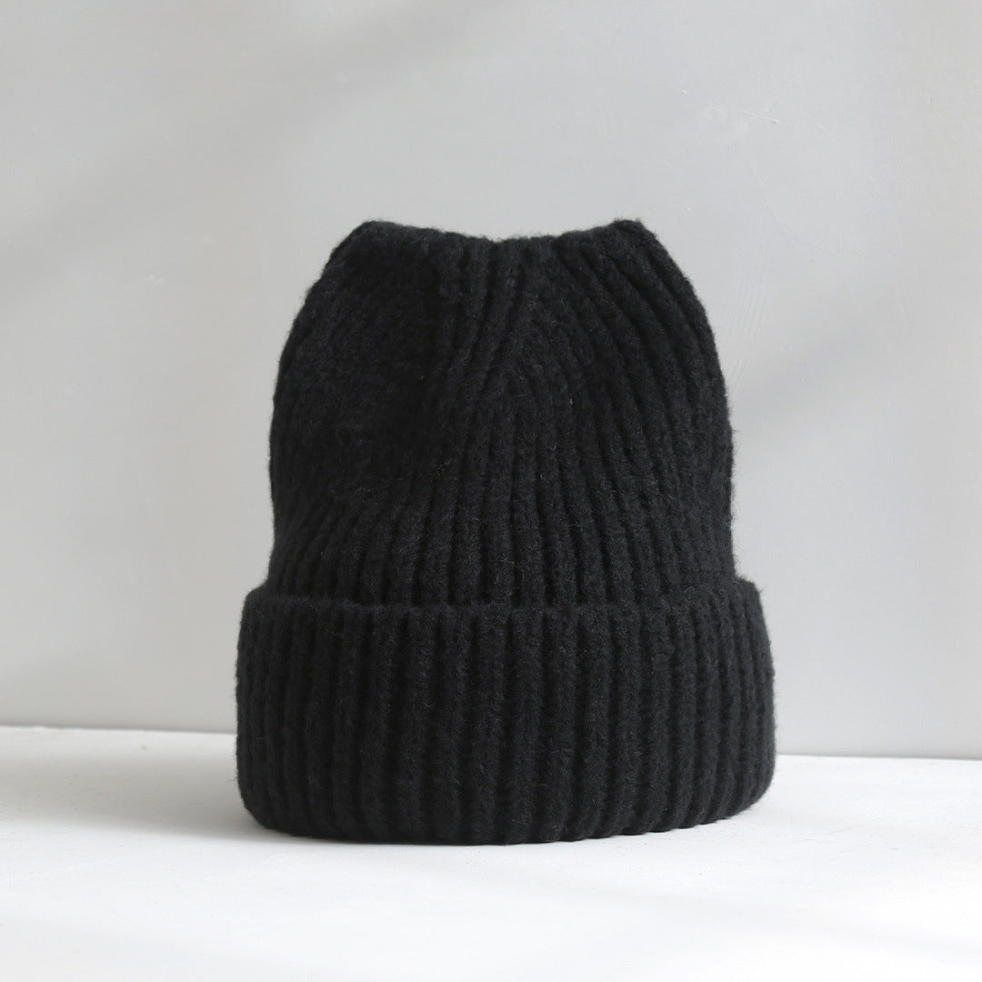 Cute Cat Ear Hat for Women, Autumn and Winter New Thickened Warm Knitted Hat, Korean Style Simple Fashion Wool Hat
