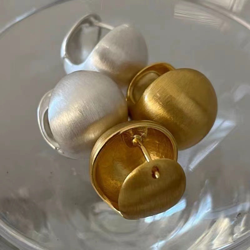 Brushed Round Ball Earrings