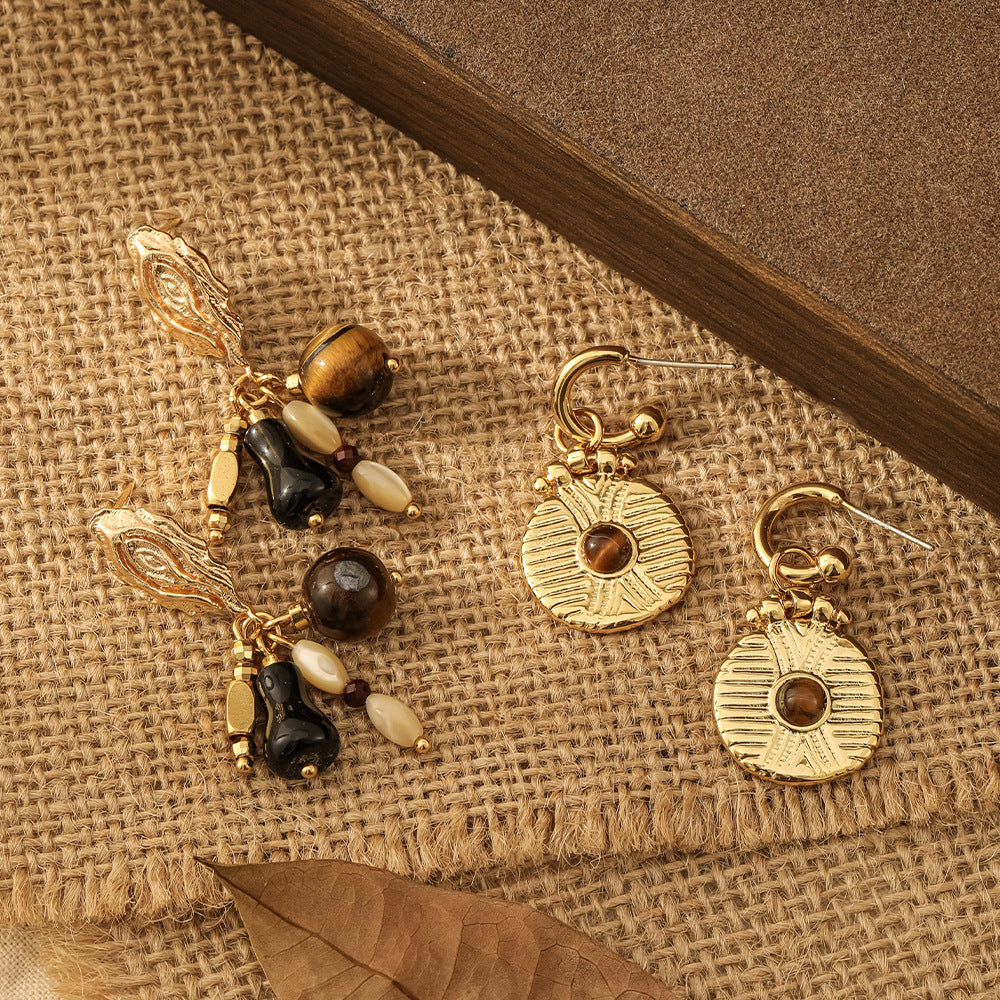 Tiger Eye Stone Exquisite Earrings